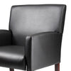 Nick Reception Guest Armchair | Soft Black Vinyl | Mahogany Brown Finish BM344591