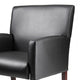 Nick Reception Guest Armchair | Soft Black Vinyl | Mahogany Brown Finish BM344591