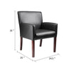 Nick Reception Guest Armchair | Soft Black Vinyl | Mahogany Brown Finish BM344591