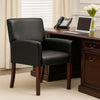 Nick Reception Guest Armchair | Soft Black Vinyl | Mahogany Brown Finish BM344591