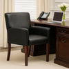 Nick Reception Guest Armchair | Soft Black Vinyl | Mahogany Brown Finish