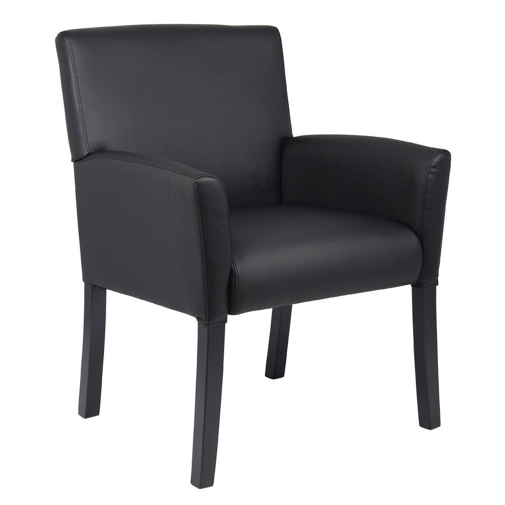 Nick Reception Guest Armchair | Black Vinyl | Ergonomic Lumbar Support BM344592
