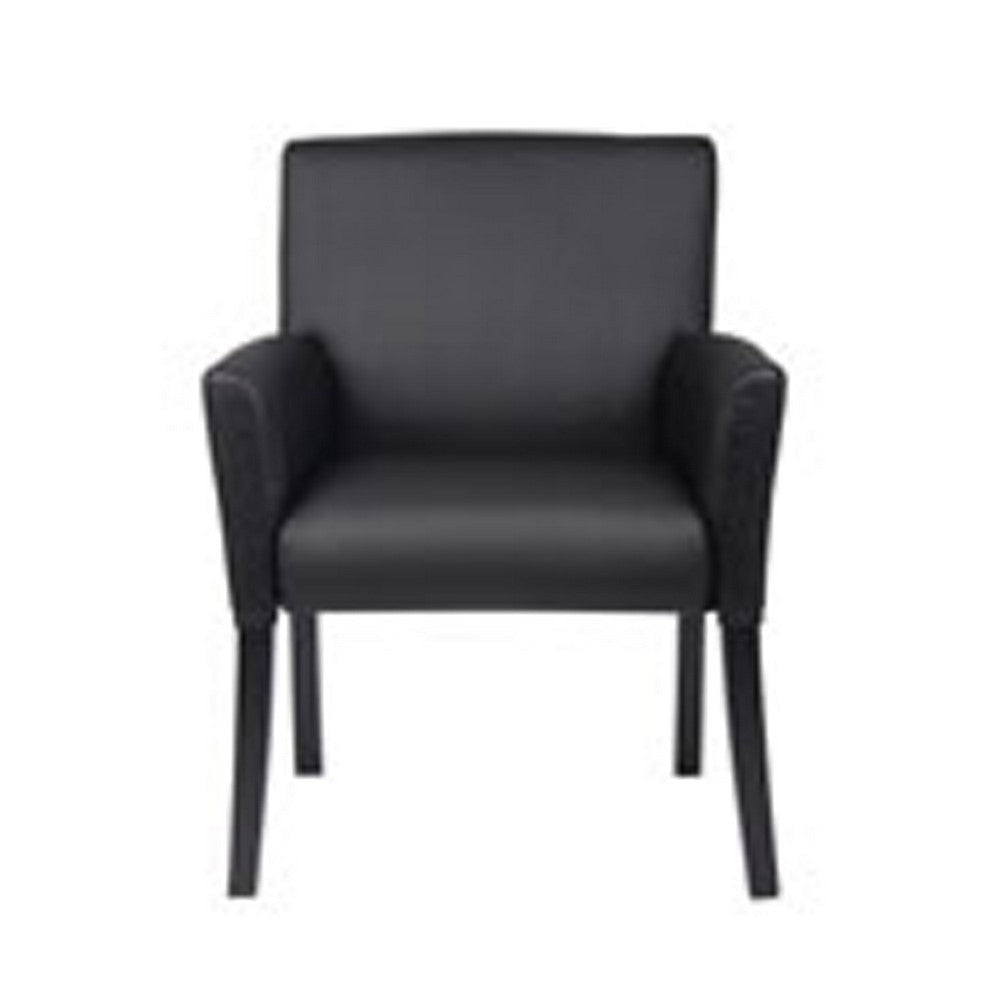 Nick Reception Guest Armchair | Black Vinyl | Ergonomic Lumbar Support BM344592