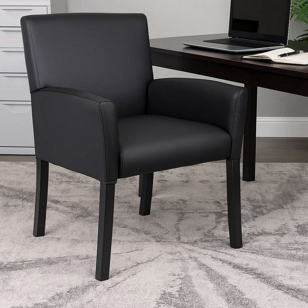 Nick Reception Guest Armchair | Black Vinyl | Ergonomic Lumbar Support