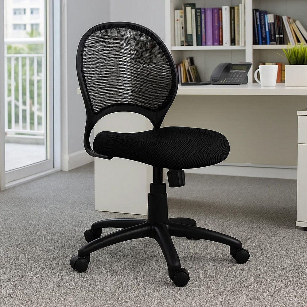 Lene Armless Office Chair | Breathable Black Mesh | Adjustable Seat BM344593