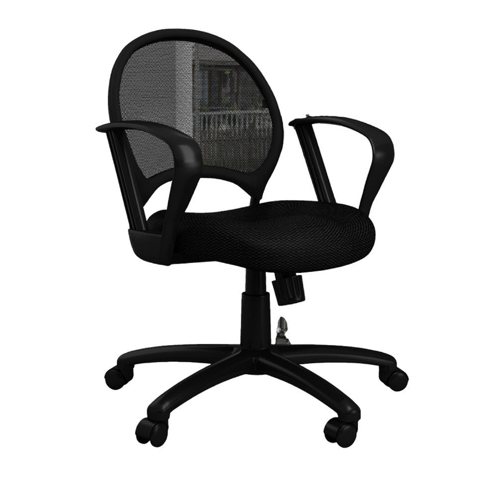 Lene Swivel Office Armchair | Black Mesh | Rolling Metal Frame BM344595