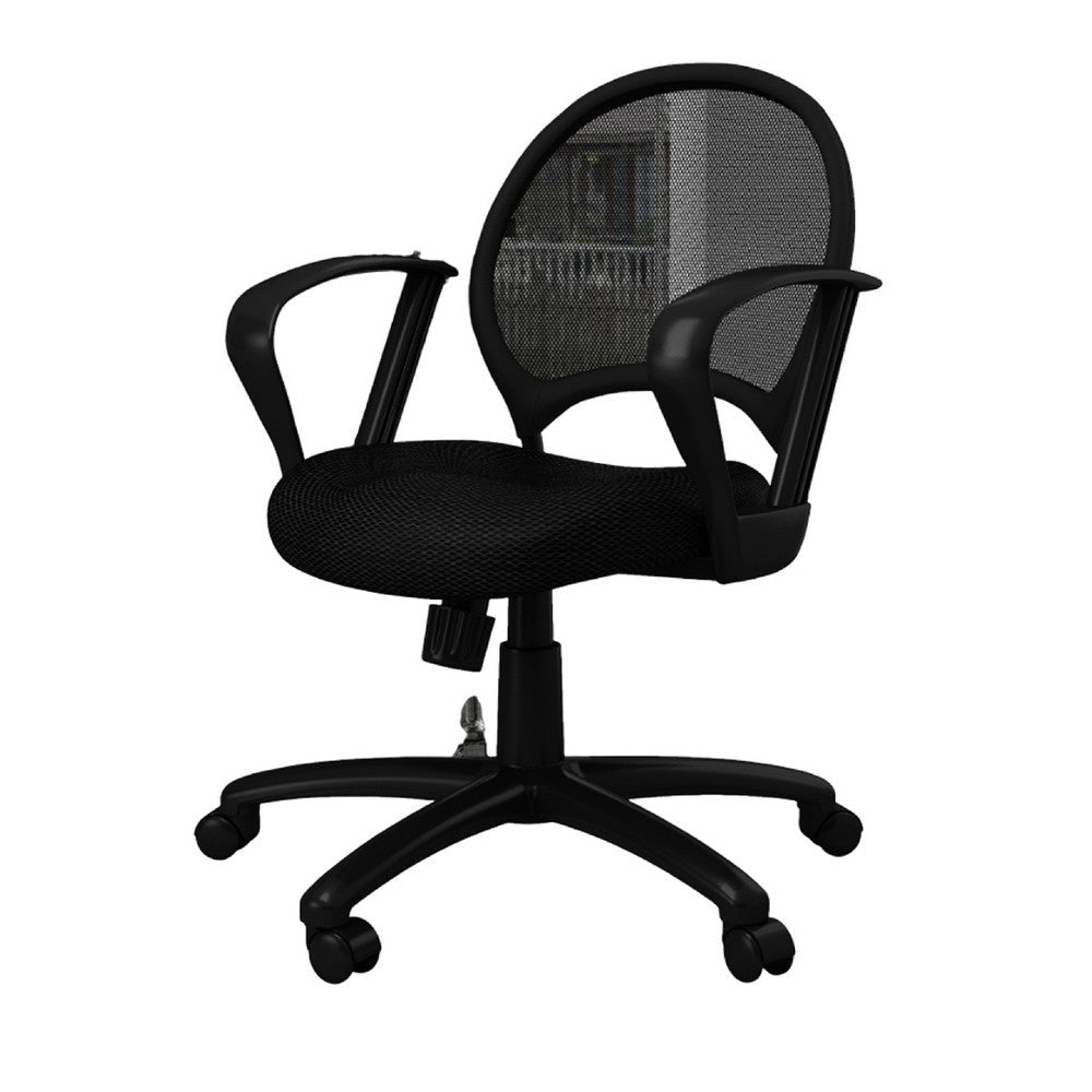 Lene Swivel Office Armchair | Black Mesh | Rolling Metal Frame BM344595