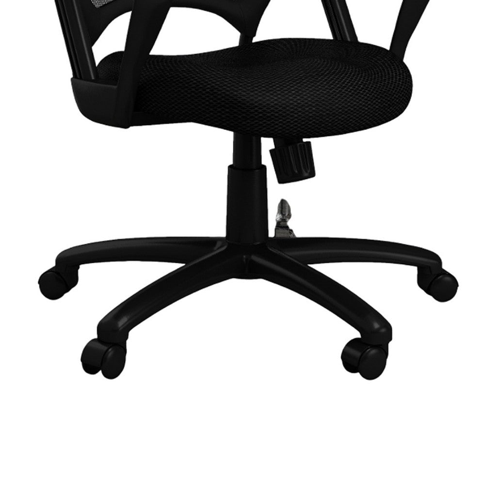Lene Swivel Office Armchair | Black Mesh | Rolling Metal Frame BM344595