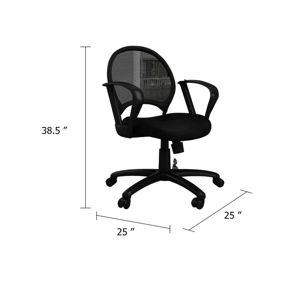 Lene Swivel Office Armchair | Black Mesh | Rolling Metal Frame BM344595