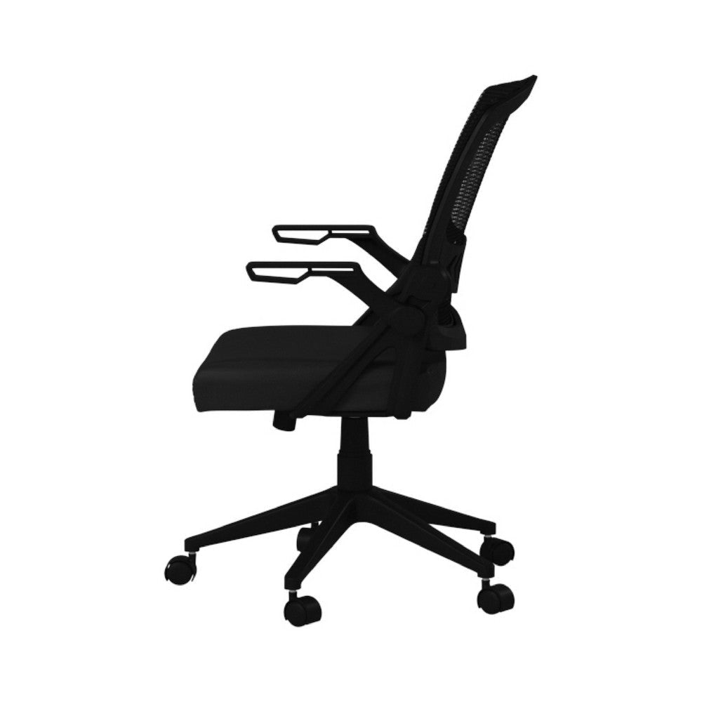 Rolling Task Chair w Flip Arms | Black Mesh & Vinyl | Adjustable BM344596