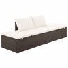 Outdoor Lounge Bed | Cream Cushions | Brown Faux Rattan | Steel | 77"