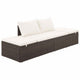 Outdoor Lounge Bed | Cream Cushions | Brown Faux Rattan | Steel | 77"