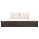 Outdoor Lounge Bed | Cream Cushions | Brown Faux Rattan | Steel | 77"