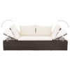 Outdoor Lounge Bed | Cream Cushions | Brown Faux Rattan | Steel | 77"
