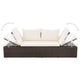 Outdoor Lounge Bed | Cream Cushions | Brown Faux Rattan | Steel | 77"