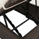 Outdoor Lounge Bed | Cream Cushions | Brown Faux Rattan | Steel | 77"