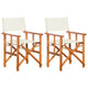 Outdoor Foldable Directors Chair Set of 2 | Brown Wood | Cream Fabric