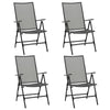 Outdoor Folding Chair Set of 4 | Adjustable Back | Mesh Seat | Gray Steel