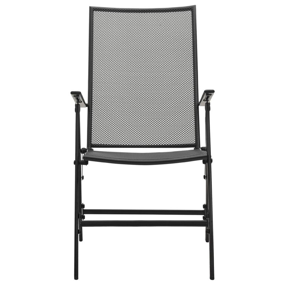 Outdoor Folding Chair Set of 4 | Adjustable Back | Mesh Seat | Gray Steel