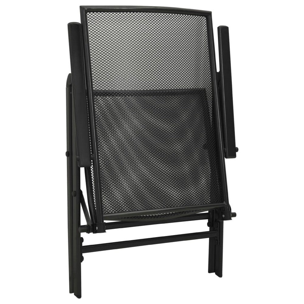 Outdoor Folding Chair Set of 4 | Adjustable Back | Mesh Seat | Gray Steel