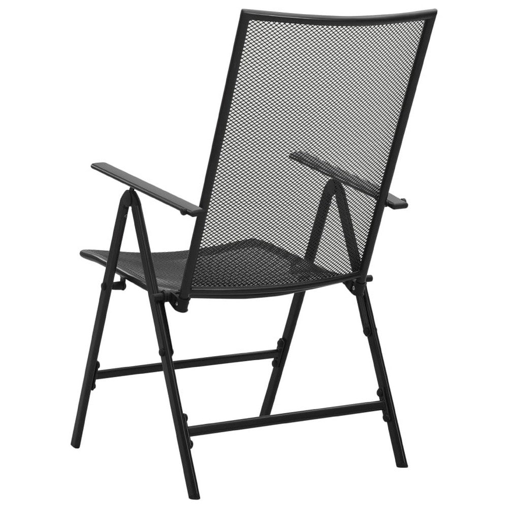 Outdoor Folding Chair Set of 4 | Adjustable Back | Mesh Seat | Gray Steel