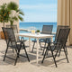 Outdoor Folding Chair Set of 4 | Adjustable Back | Mesh Seat | Gray Steel