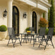 Outdoor Folding Chair Set of 4 | Adjustable Back | Mesh Seat | Gray Steel