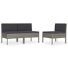 Set of 3 Modular Armless Outdoor Chairs | Dark Gray | Poly Rattan