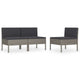 Set of 3 Modular Armless Outdoor Chairs | Dark Gray | Poly Rattan
