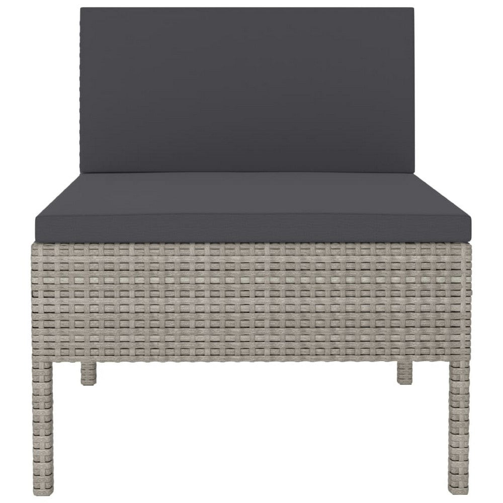 Set of 3 Modular Armless Outdoor Chairs | Dark Gray | Poly Rattan