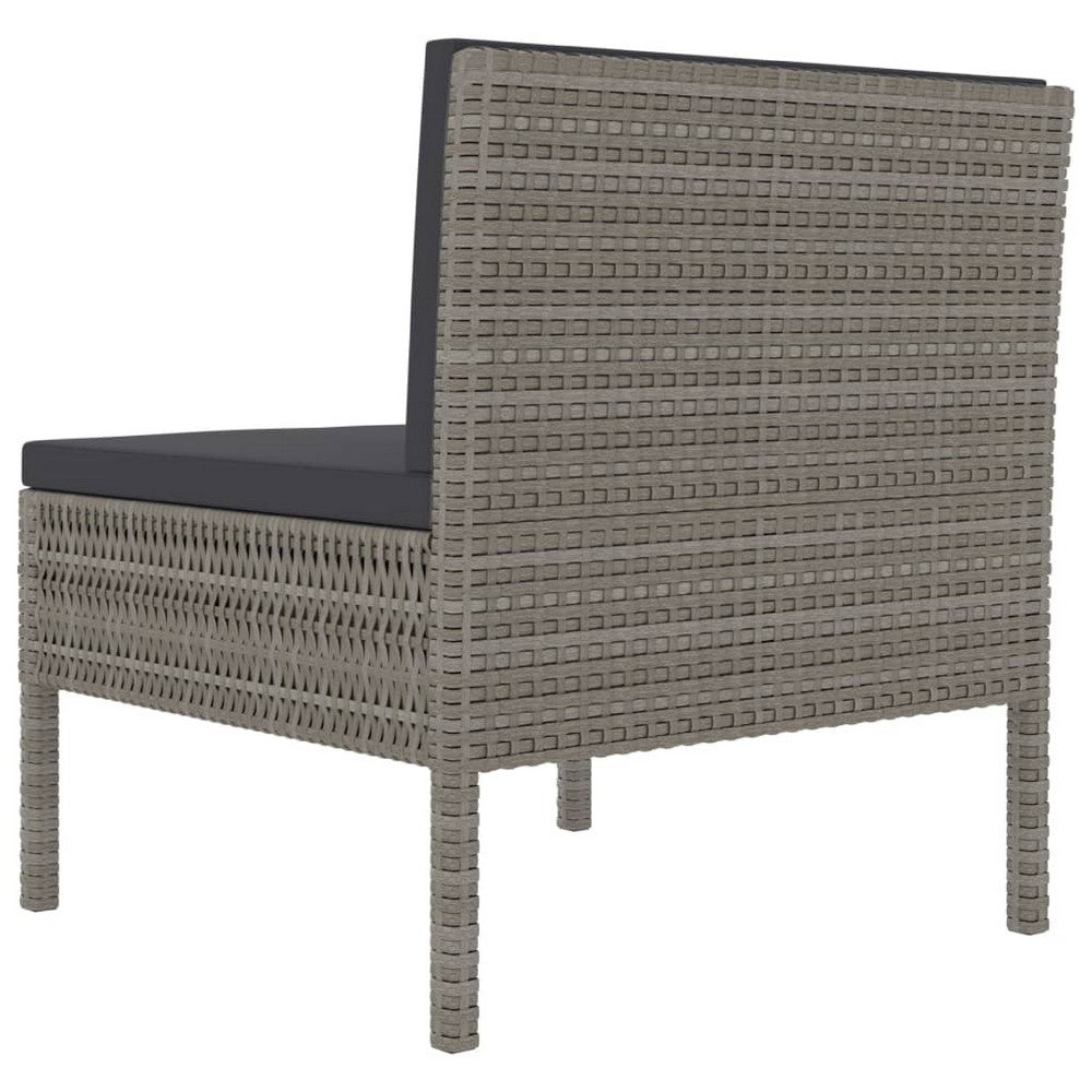 Set of 3 Modular Armless Outdoor Chairs | Dark Gray | Poly Rattan
