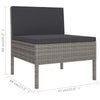 Set of 3 Modular Armless Outdoor Chairs | Dark Gray | Poly Rattan