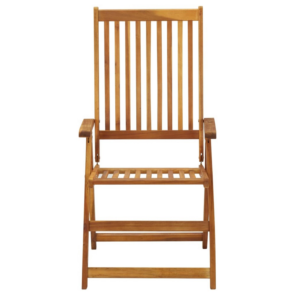 Outdoor Reclined Armchair Set of 3 | BrownÂ Solid Wood Frame