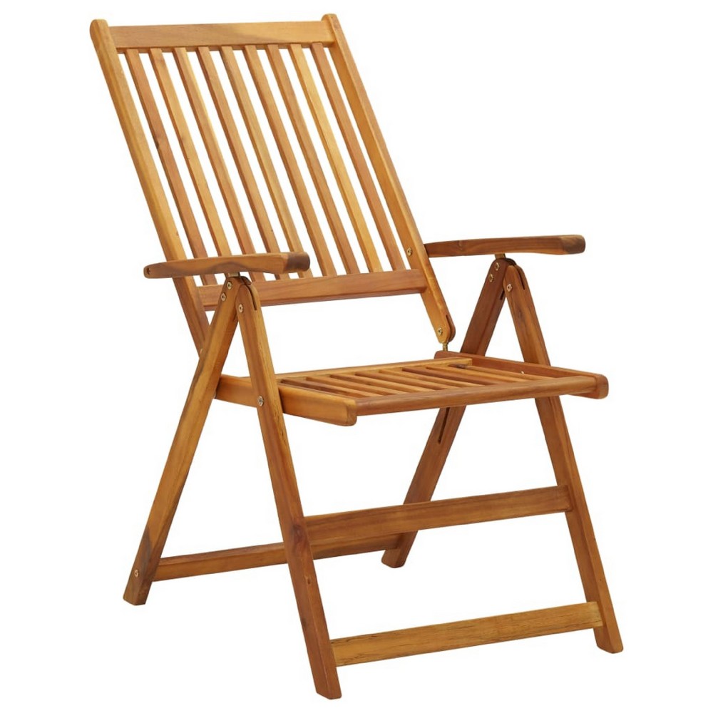 Outdoor Reclined Armchair Set of 3 | BrownÂ Solid Wood Frame