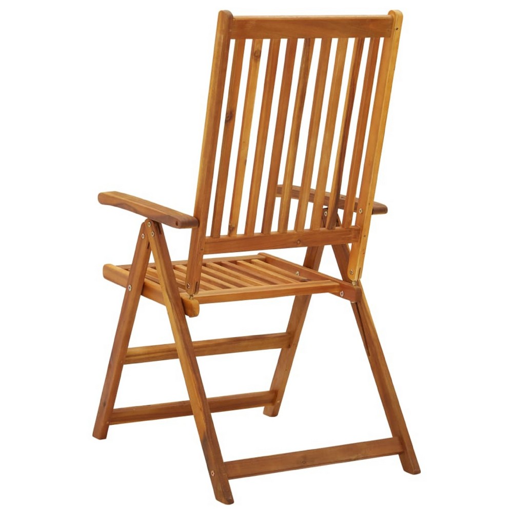 Outdoor Reclined Armchair Set of 3 | BrownÂ Solid Wood Frame