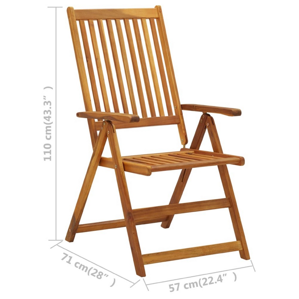Outdoor Reclined Armchair Set of 3 | BrownÂ Solid Wood Frame