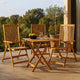 Outdoor Reclined Armchair Set of 3 | Brown Solid Wood Frame