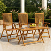 Outdoor Reclined Armchair Set of 3 | Brown Solid Wood Frame