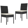 Outdoor Dining Chair Set of 2 | Black Poly Rattan | White Fabric Cushions