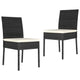 Outdoor Dining Chair Set of 2 | Black Poly Rattan | White Fabric Cushions