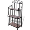 Bruno 3 Tier Plant Stand | Terracotta & Black Iron | Mosaic Top | 45"