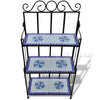 Bruno 3 Tier Plant Stand | Blue White Mosaic Iron | Artistic Finish | 45"
