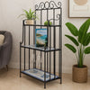 Bruno 3 Tier Plant Stand | Blue White Mosaic Iron | Artistic Finish | 45"