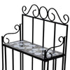 Bruno 3 Tier Plant Stand | Black White Geometric Tile | 45"