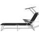 Outdoor Sun Lounger Chaise | Gray Powder-Coated Steel | Black | 74"
