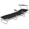 Outdoor Sun Lounger Chaise | Gray Powder-Coated Steel | Black | 74"