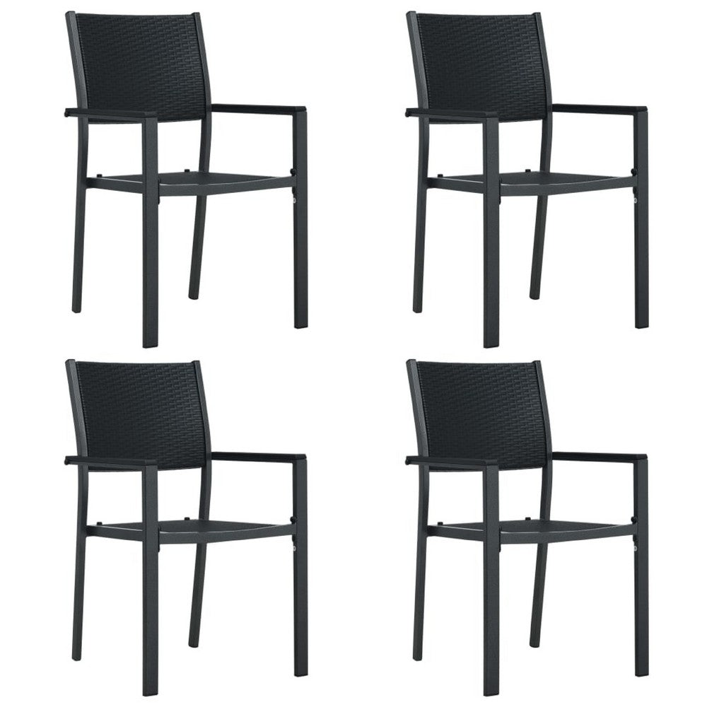 Backyard Armchair Set of 4 | Black | Stackable | Basketweave Pattern