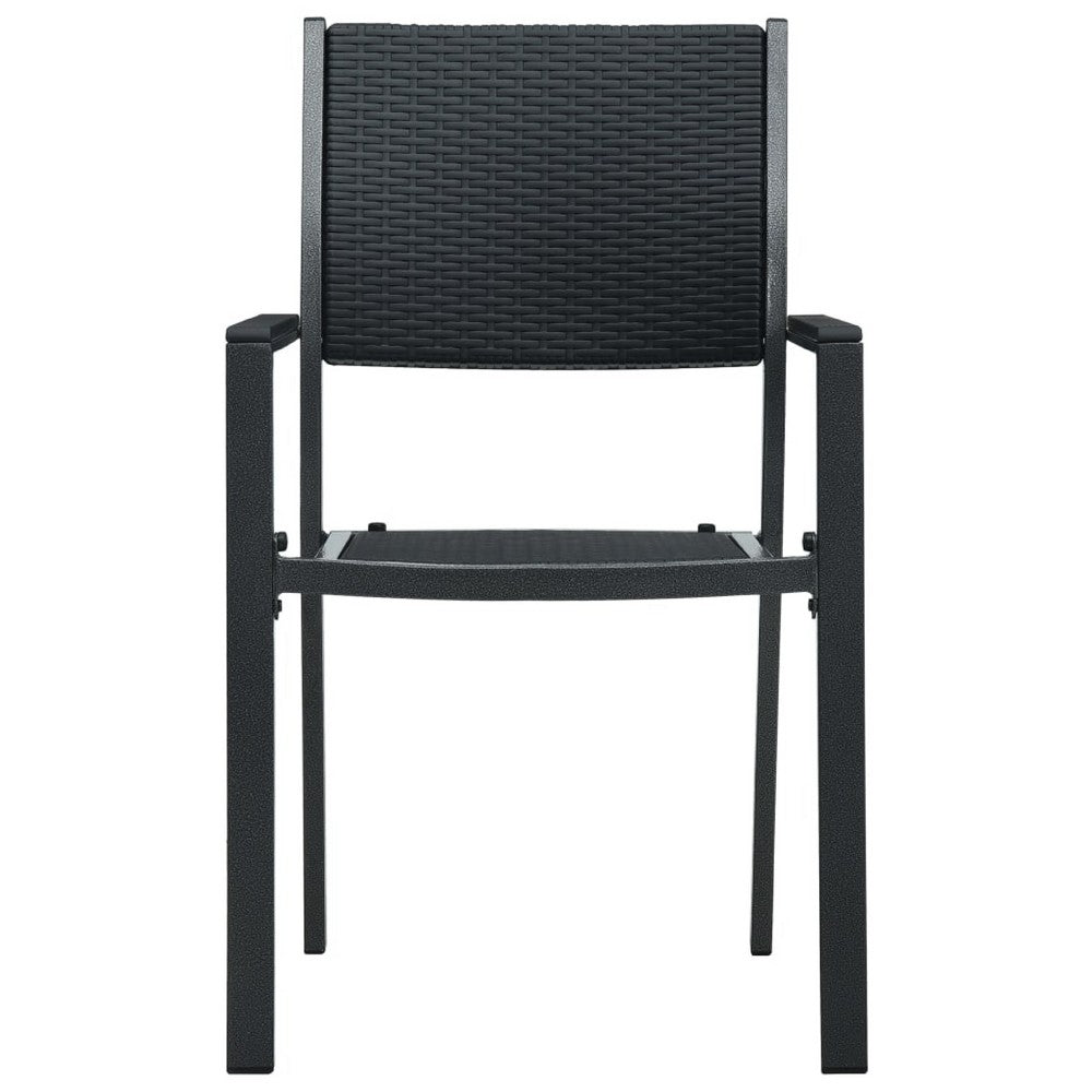 Backyard Armchair Set of 4 | Black | Stackable | Basketweave Pattern