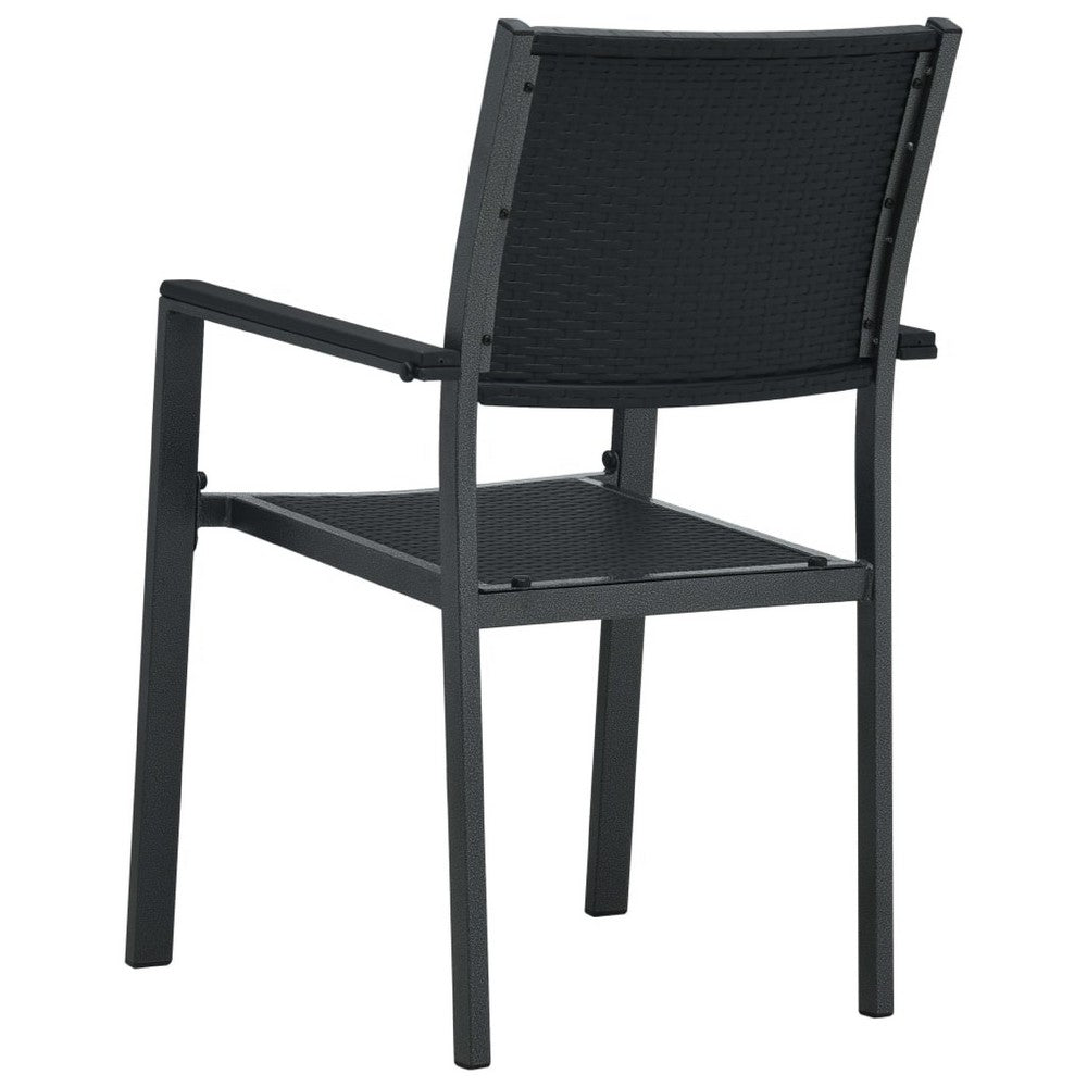 Backyard Armchair Set of 4 | Black | Stackable | Basketweave Pattern