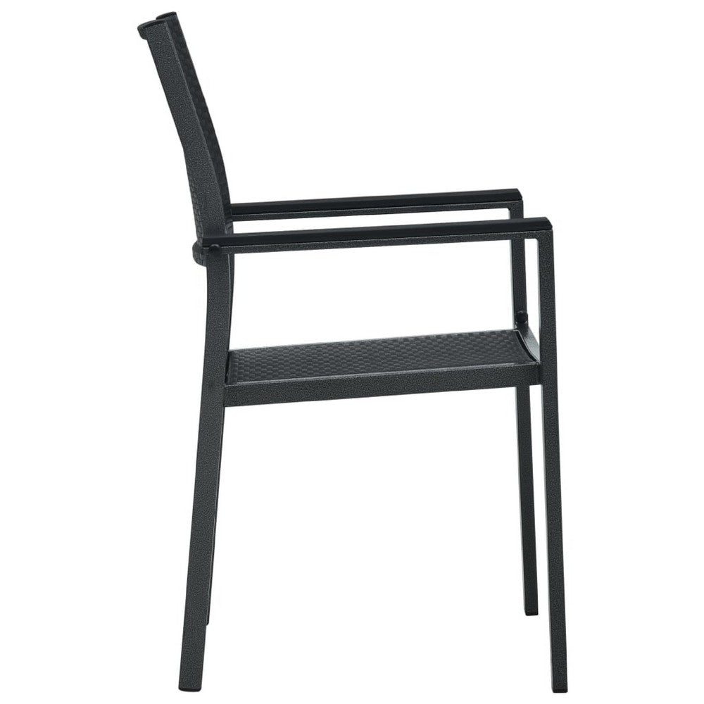 Backyard Armchair Set of 4 | Black | Stackable | Basketweave Pattern